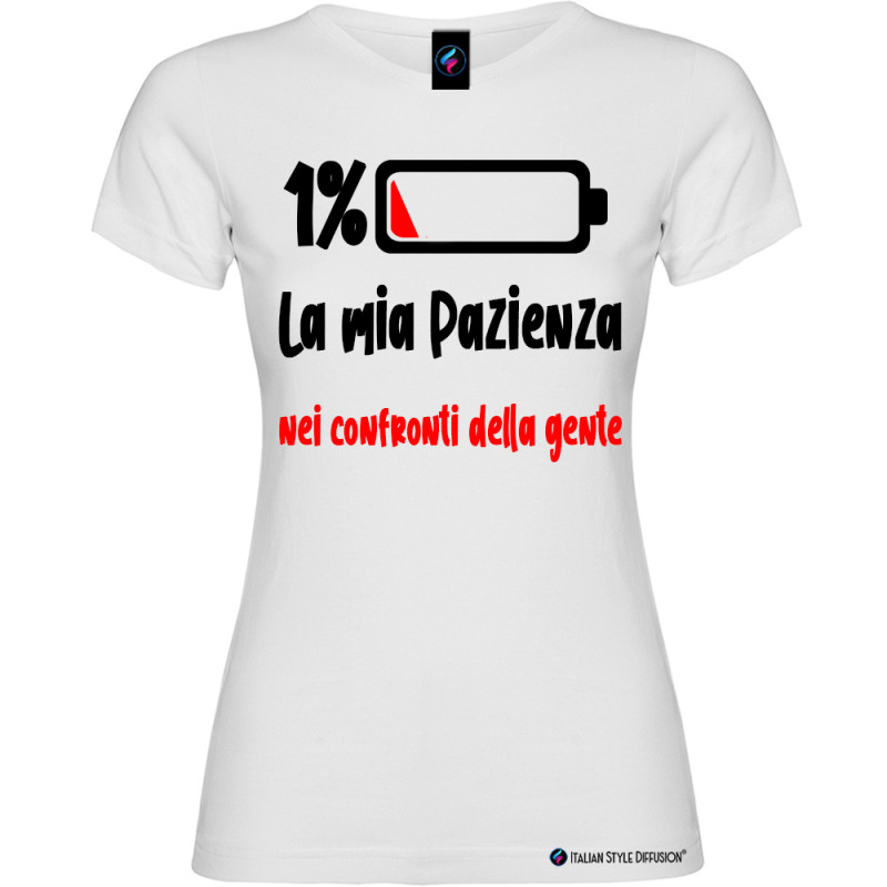 T-shirt donna personalizzata la mia pazienza nei confronti della gente