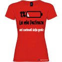 T-shirt donna personalizzata la mia pazienza nei confronti della gente colore rosso