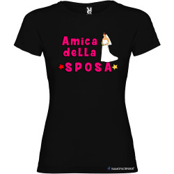 T-shirt personalizzata donna addio al nubilato amica della sposa colore nero