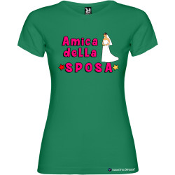 T-shirt personalizzata donna addio al nubilato amica della sposa colore verde