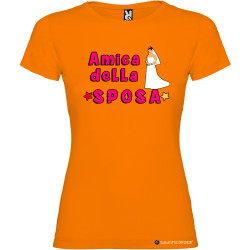 T-shirt personalizzata donna addio al nubilato amica della sposa colore arancio