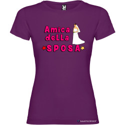 T-shirt personalizzata donna addio al nubilato amica della sposa colore viola