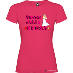 T-shirt personalizzata donna addio al nubilato amica della sposa colore rosa fucsia