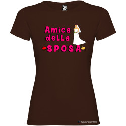 T-shirt personalizzata donna addio al nubilato amica della sposa colore marrone