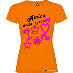 T-shirt personalizzata donna matrimonio amica della sposa colore arancio