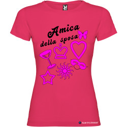 T-shirt personalizzata donna matrimonio amica della sposa colore rosa fucsia