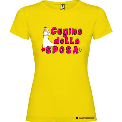T-shirt personalizzata donna cugina della sposa addio al nubilato colore giallo