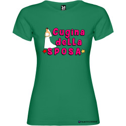 T-shirt personalizzata donna cugina della sposa addio al nubilato colore verde