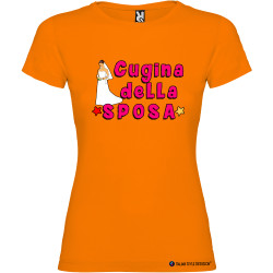 T-shirt personalizzata donna cugina della sposa addio al nubilato colore arancio