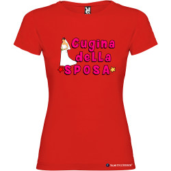 T-shirt personalizzata donna cugina della sposa addio al nubilato colore rosso