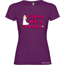 T-shirt personalizzata donna cugina della sposa addio al nubilato colore viola