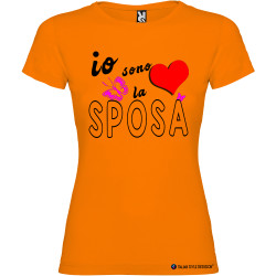 T-shirt personalizzata io sono la sposa addio al nubilato donna colore arancio