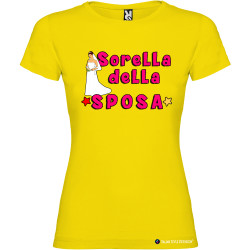 T-shirt personalizzata donna sorella della sposa addio al nubilato colore giallo