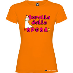 T-shirt personalizzata donna sorella della sposa addio al nubilato colore arancio