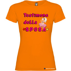 T-shirt personalizzata donna testimone della sposa addio al nubilato colore arancio