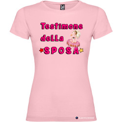 T-shirt personalizzata donna testimone della sposa addio al nubilato colore rosa