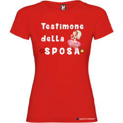 T-shirt personalizzata donna testimone della sposa addio al nubilato colore rosso