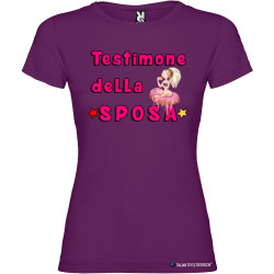 T-shirt personalizzata donna testimone della sposa addio al nubilato colore viola