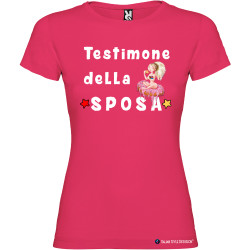 T-shirt personalizzata donna testimone della sposa addio al nubilato colore rosa fucsia