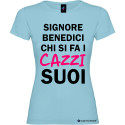 T-shirt personalizzata donna caxxi suoi Italian Style Diffusion® colore azzurro