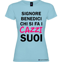 T-shirt personalizzata donna caxxi suoi Italian Style Diffusion® colore azzurro