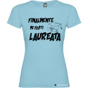 T-shirt personalizzata donna finalmente mi fosti laureata laurea colore azzurro