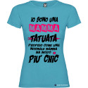 T-shirt personalizzata donna io sono una mamma tatuata chic colore turchese
