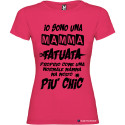 T-shirt personalizzata donna io sono una mamma tatuata chic colore rosa fucsia