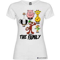 T-shirt personalizzata donna the family famiglia con nomi colore bianco