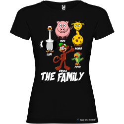 T-shirt personalizzata donna the family famiglia con nomi colore nero