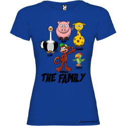 T-shirt personalizzata donna the family famiglia con nomi colore blu royal