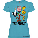 T-shirt personalizzata donna the family famiglia con nomi colore turchese