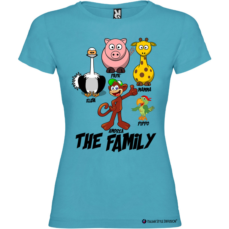 T-shirt personalizzata donna the family famiglia con nomi