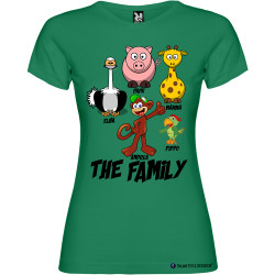 T-shirt personalizzata donna the family famiglia con nomi colore verde