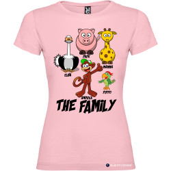 T-shirt personalizzata donna the family famiglia con nomi colore rosa