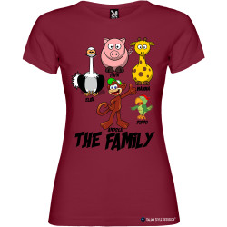 T-shirt personalizzata donna the family famiglia con nomi colore bordeaux