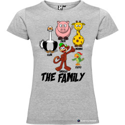 T-shirt personalizzata donna the family famiglia con nomi colore grigio