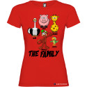 T-shirt personalizzata donna the family famiglia con nomi colore rosso