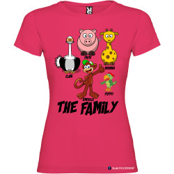 T-shirt personalizzata donna the family famiglia con nomi colore rosa fucsia