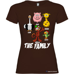 T-shirt personalizzata donna the family famiglia con nomi colore marrone