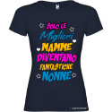 T-shirt personalizzata donna solo le migliori mamme diventano fantastiche nonne colore blu navy