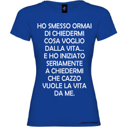 T-shirt personalizzata donna cosa voglio dalla vita colore blu royal
