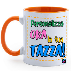 Tazza personalizzata mug manico colorato Ming arancio