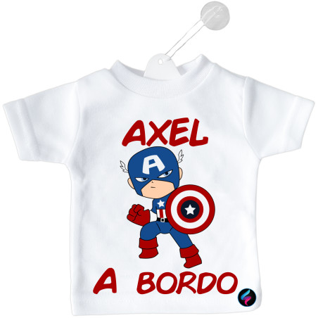Mini t-shirt bimbo a bordo per auto Capitan America