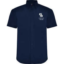 Camicia personalizzata con logo Afos manica corta e taschino colore blu
