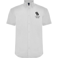 Camicia personalizzata con logo Afos manica corta e taschino colore blu bianco