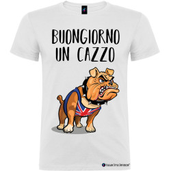 T-shirt personalizzata Buongiorno un cazzo Bulldog colore bianco
