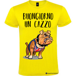 T-shirt personalizzata Buongiorno un cazzo Bulldog colore giallo