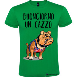 T-shirt personalizzata Buongiorno un cazzo Bulldog colore verde