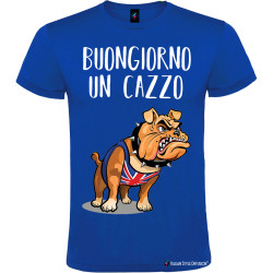T-shirt personalizzata Buongiorno un cazzo Bulldog colore blu royal